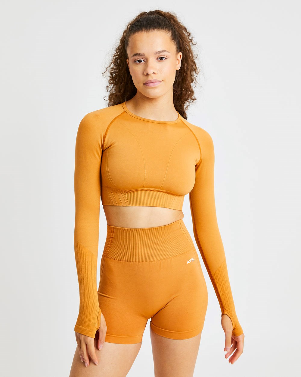 AYBL Balance V2 Seamless Long Sleeve Crop Top Orange | 5402-RLHAJ