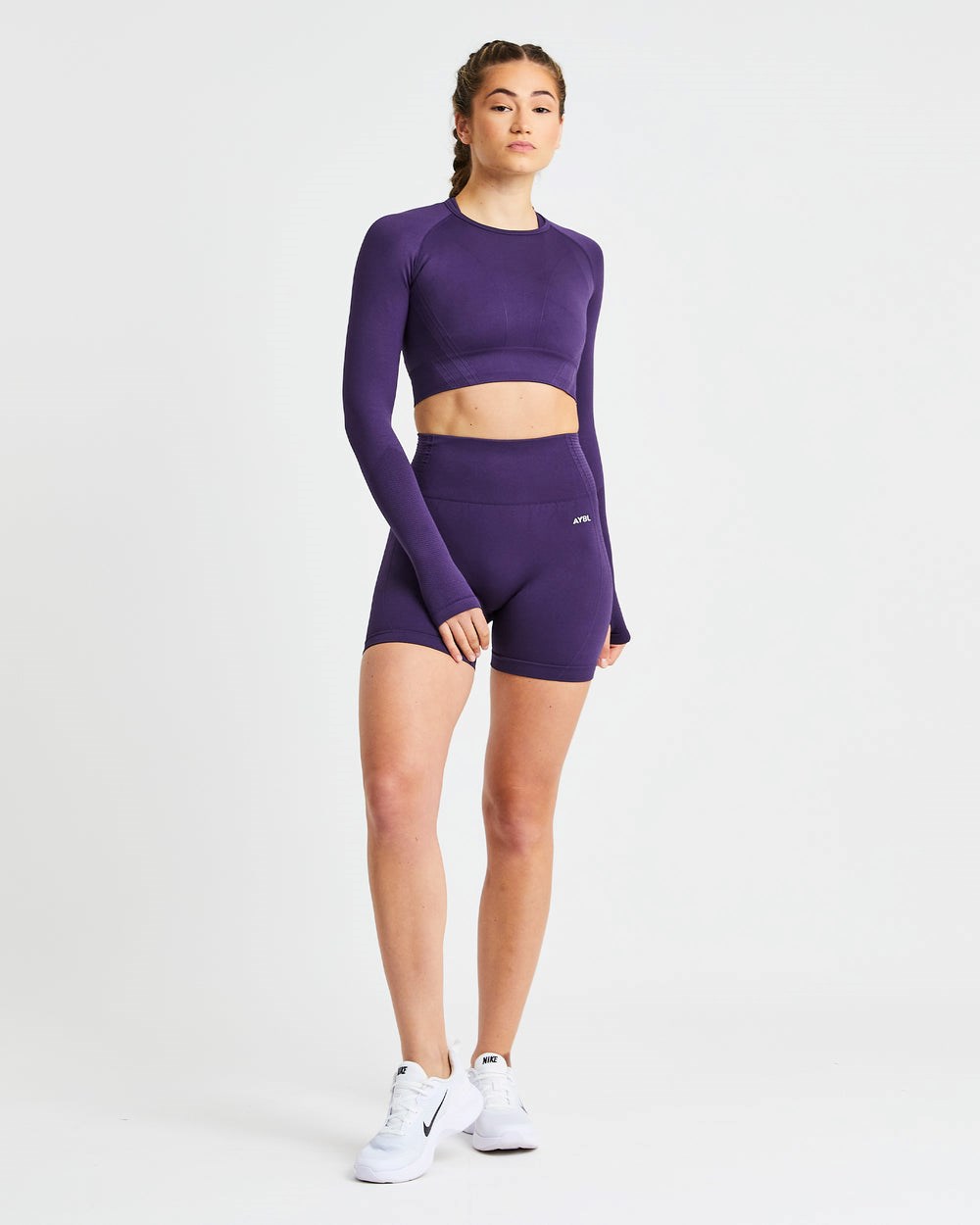 AYBL Balance V2 Seamless Long Sleeve Crop Top Lila | 6085-LBFHW