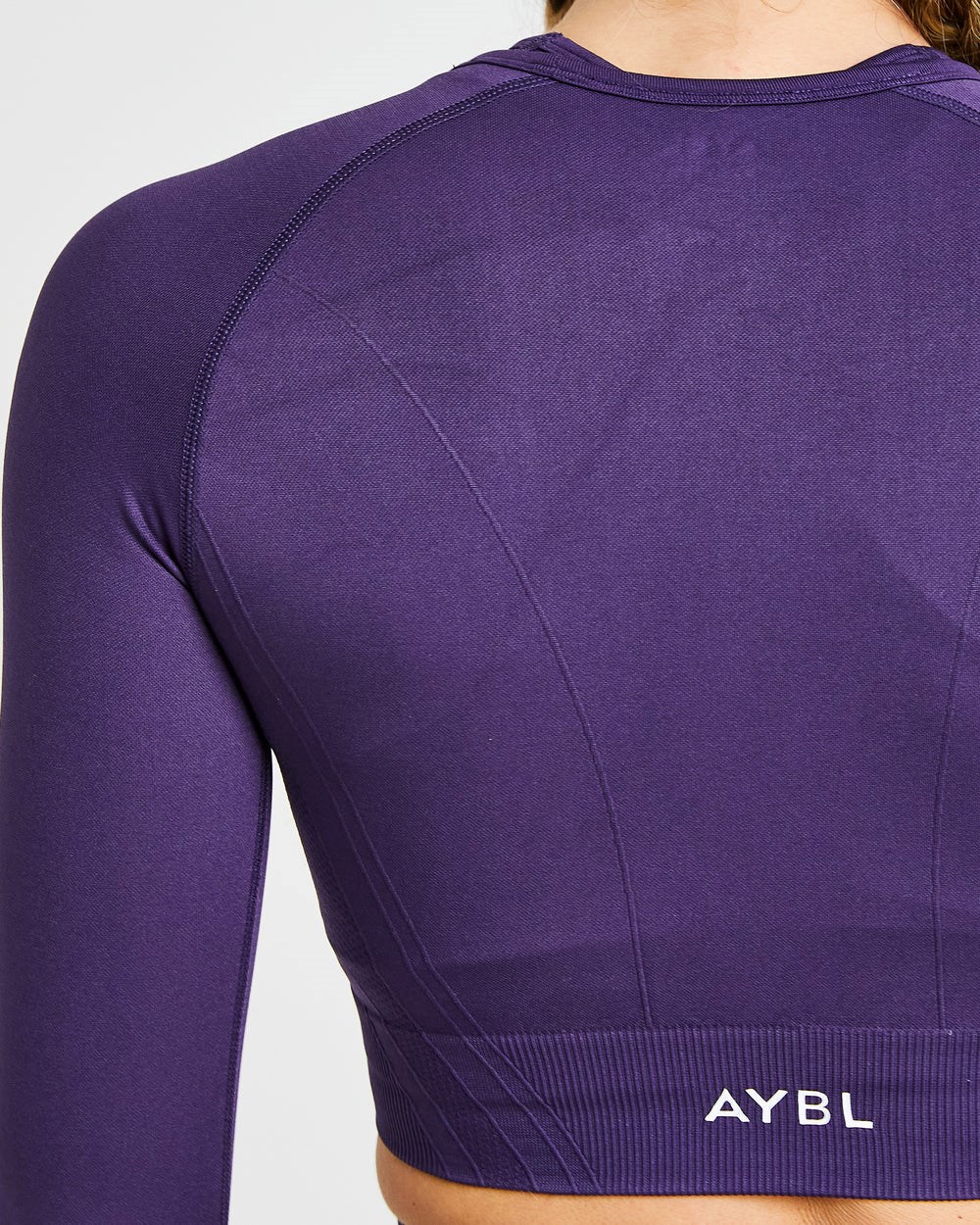 AYBL Balance V2 Seamless Long Sleeve Crop Top Lila | 6085-LBFHW