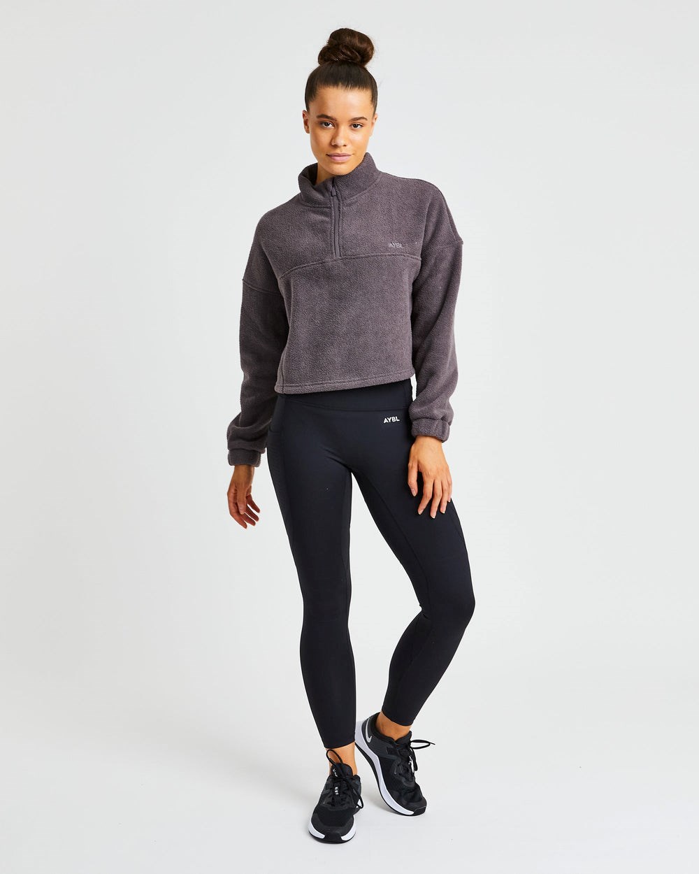 AYBL Effortless Oversized Cropped Fleece Charcoal | 3407-MYUWN