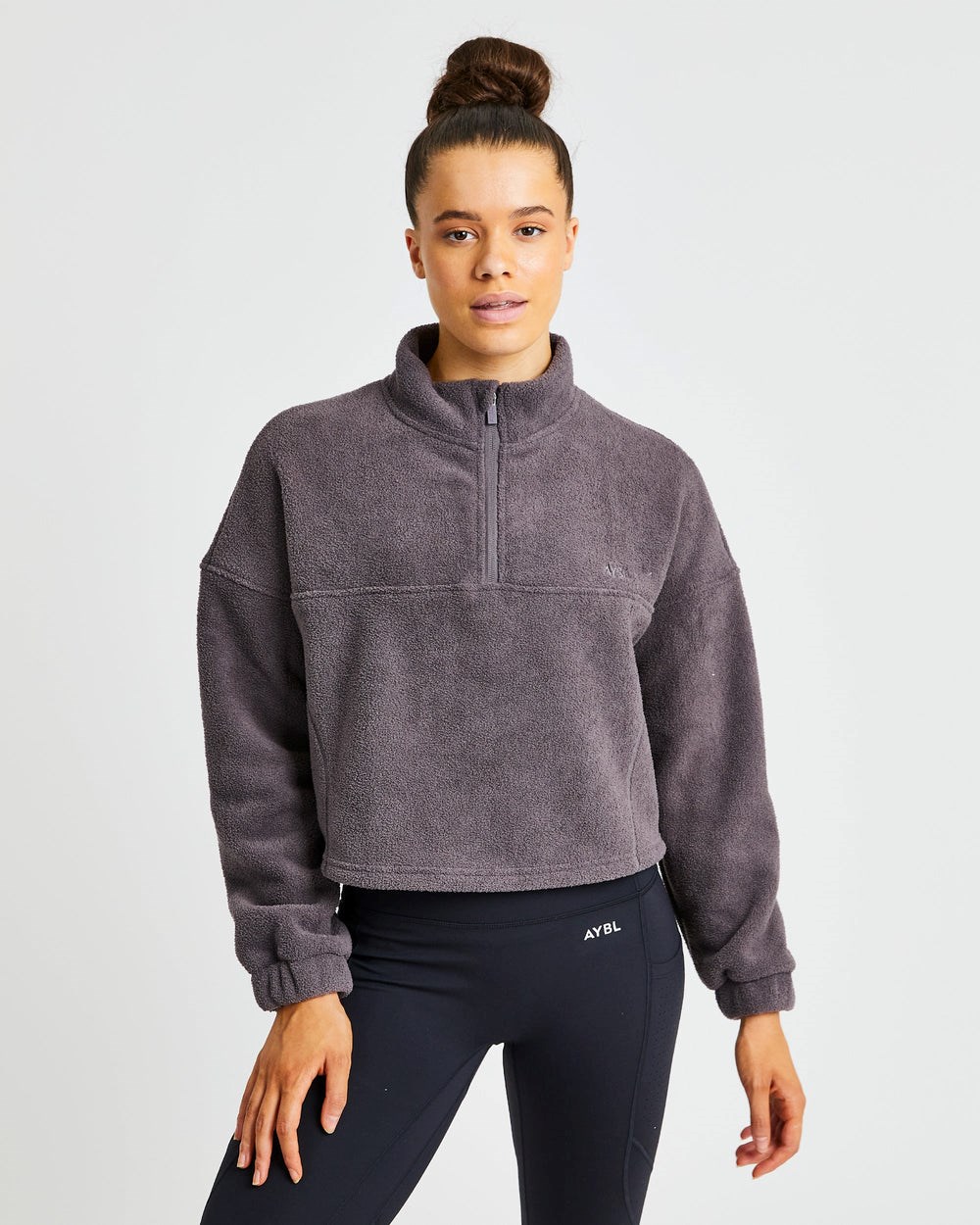 AYBL Effortless Oversized Cropped Fleece Charcoal | 3407-MYUWN