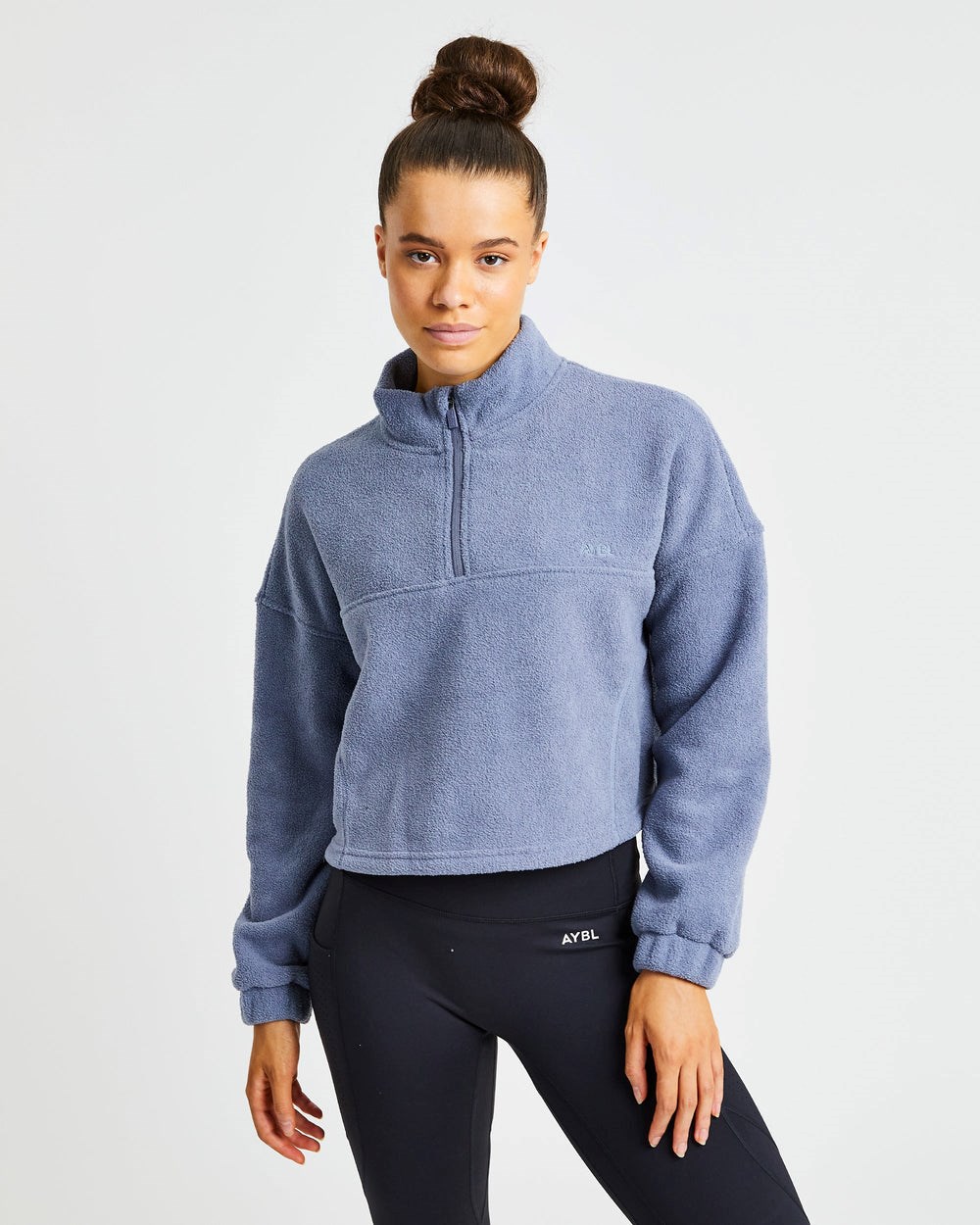 AYBL Effortless Oversized Cropped Fleece Blå | 9831-DRNMC