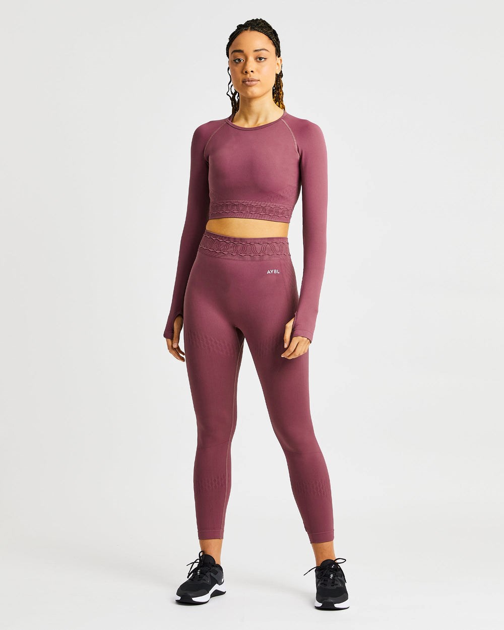 AYBL Elevate Seamless Long Sleeve Crop Top Rosa | 1492-OGYRV