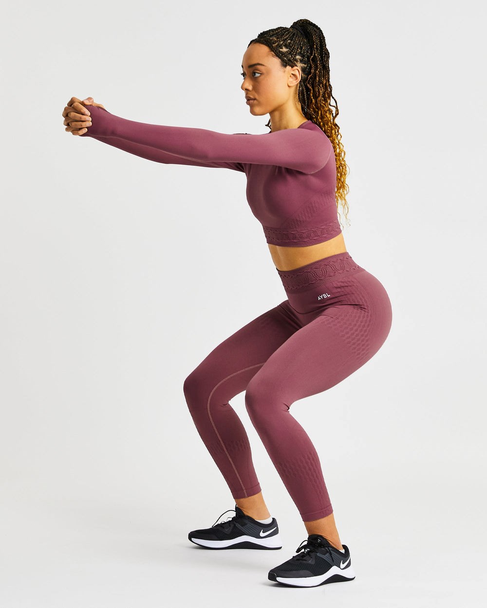 AYBL Elevate Seamless Long Sleeve Crop Top Rosa | 1492-OGYRV