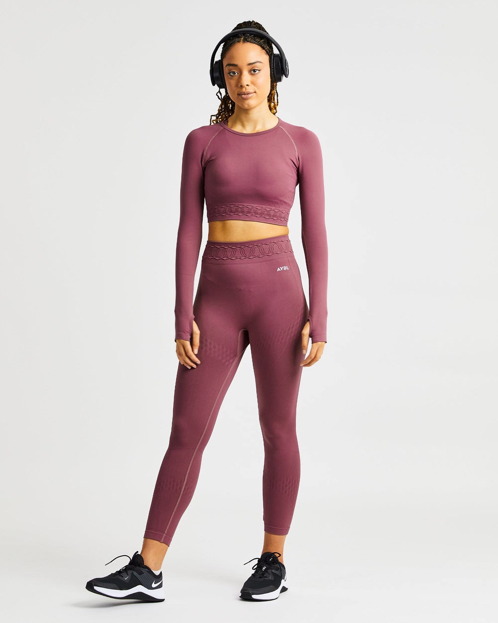 AYBL Elevate Seamless Long Sleeve Crop Top Rosa | 1492-OGYRV