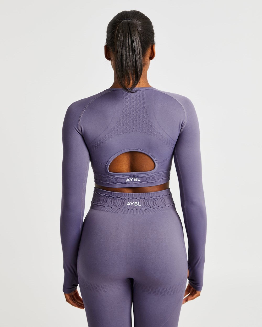 AYBL Elevate Seamless Long Sleeve Crop Top Lila | 4896-GJHEO