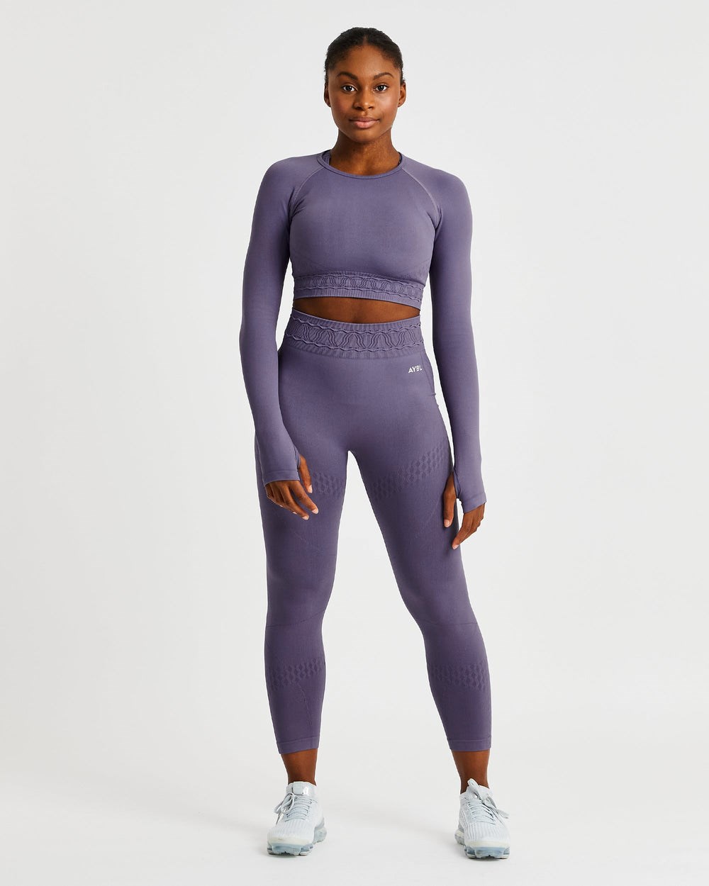 AYBL Elevate Seamless Long Sleeve Crop Top Lila | 4896-GJHEO