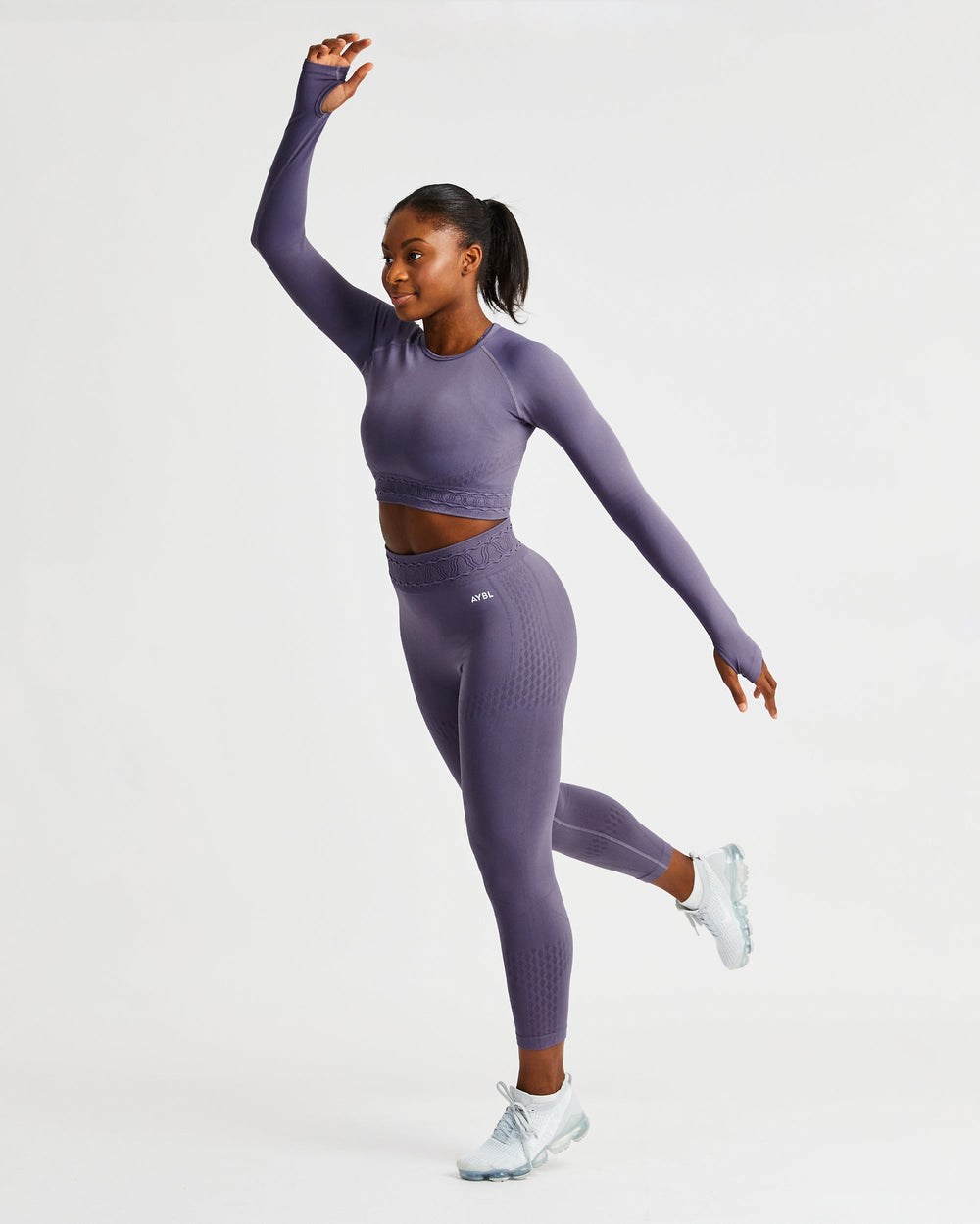 AYBL Elevate Seamless Long Sleeve Crop Top Lila | 4896-GJHEO