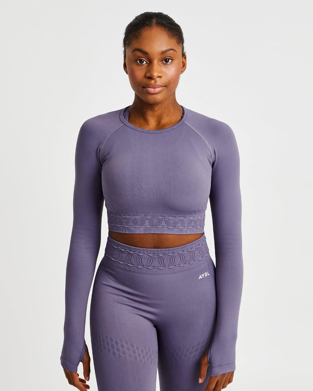 AYBL Elevate Seamless Long Sleeve Crop Top Lila | 4896-GJHEO