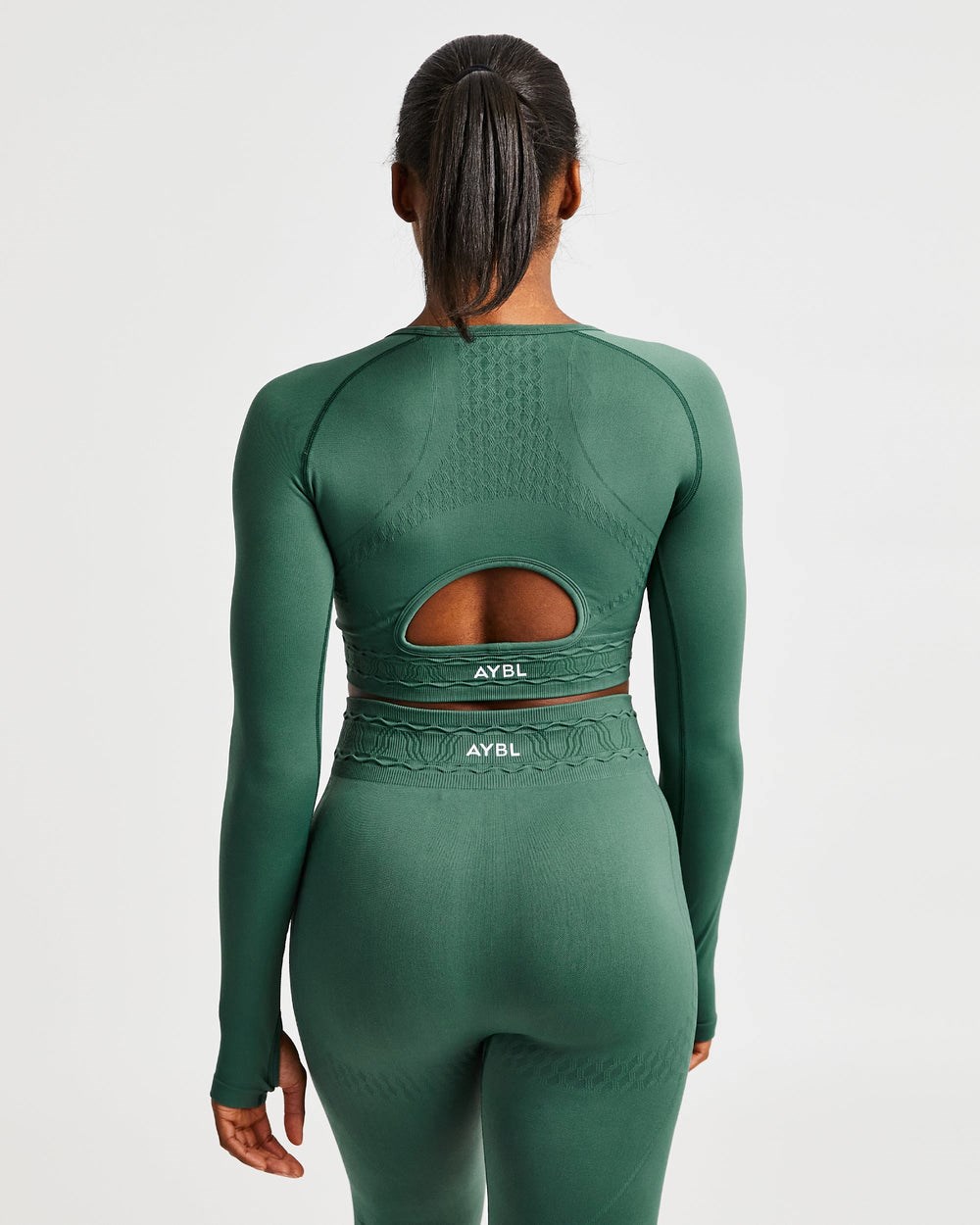 AYBL Elevate Seamless Long Sleeve Crop Top Gröna | 5716-EIZDH