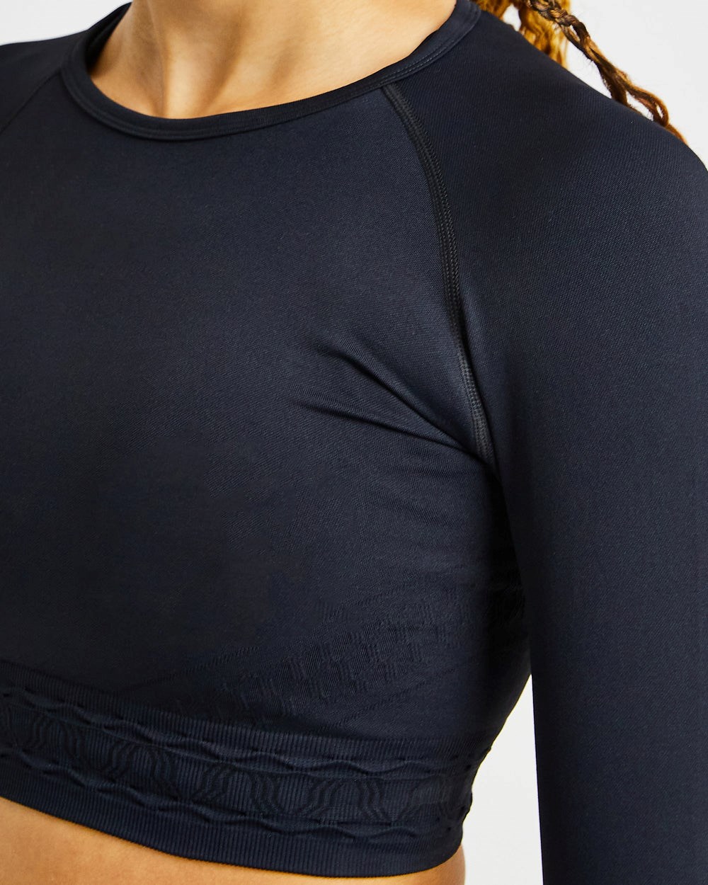 AYBL Elevate Seamless Long Sleeve Crop Top Svarta | 9835-JWPVF