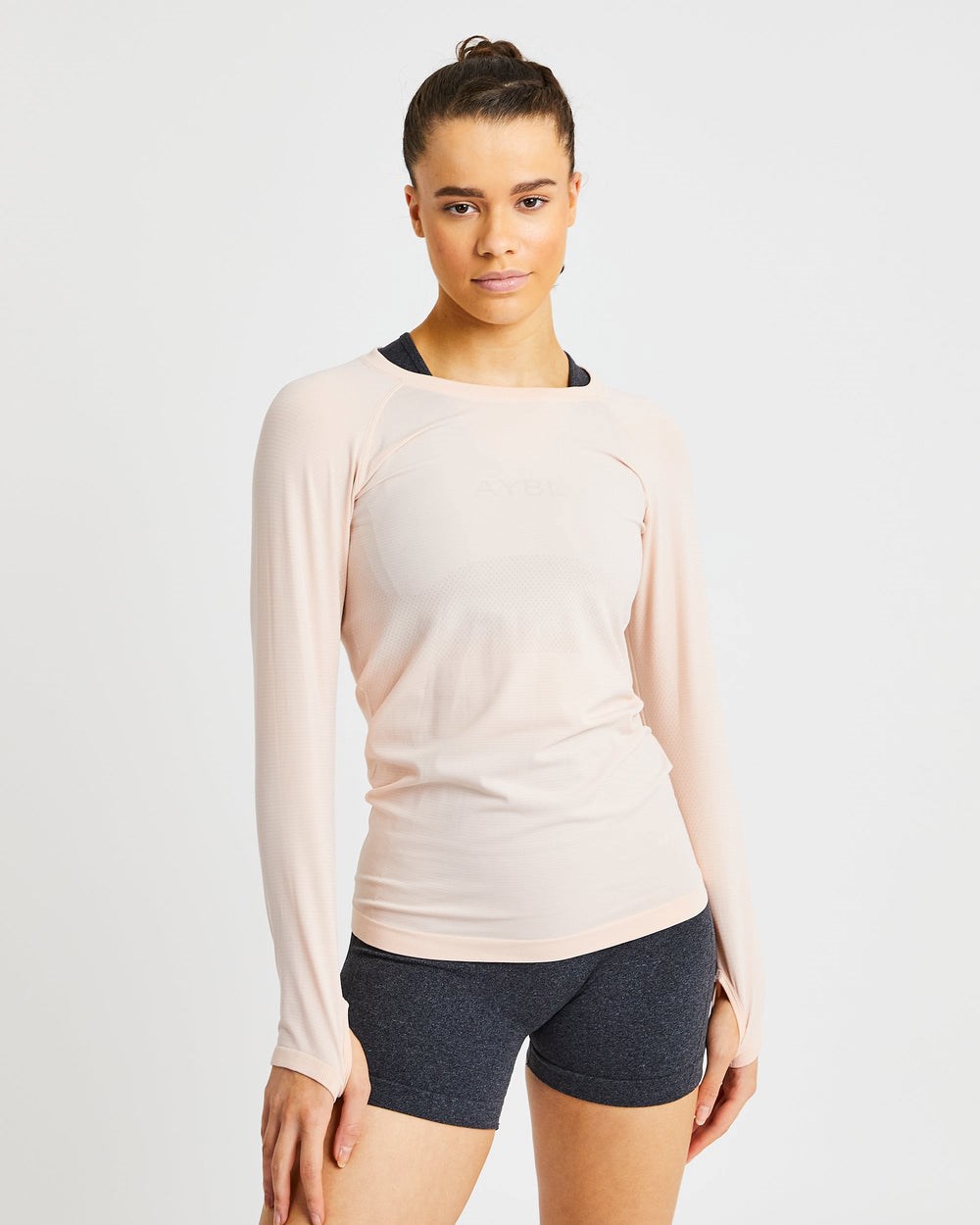 AYBL Embrace Seamless Long Sleeve T Shirt Soft Peach | 6807-HNSRA