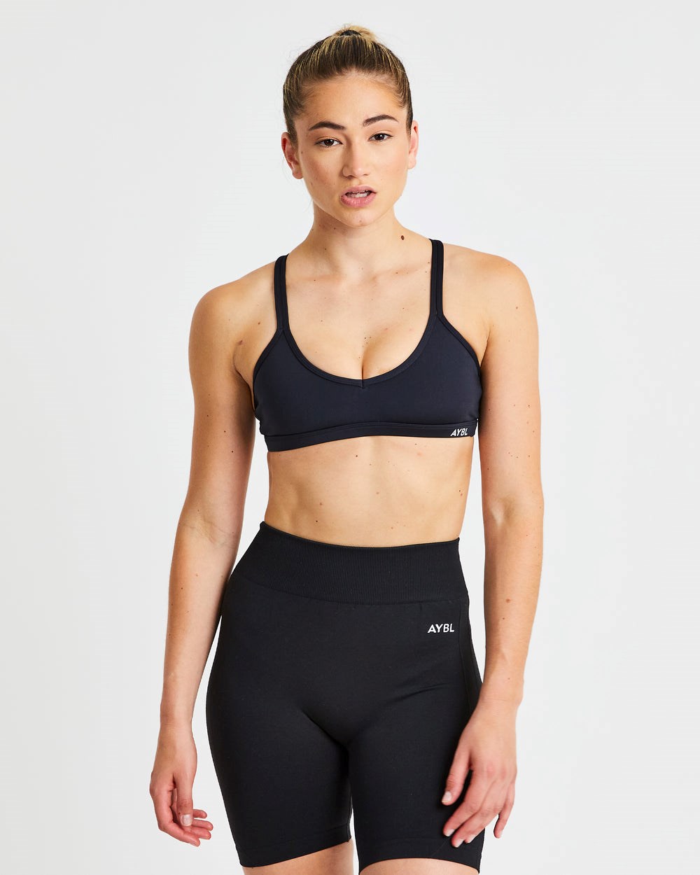 AYBL Essential Snörade Sports Bra Svarta | 7408-ZJFOA