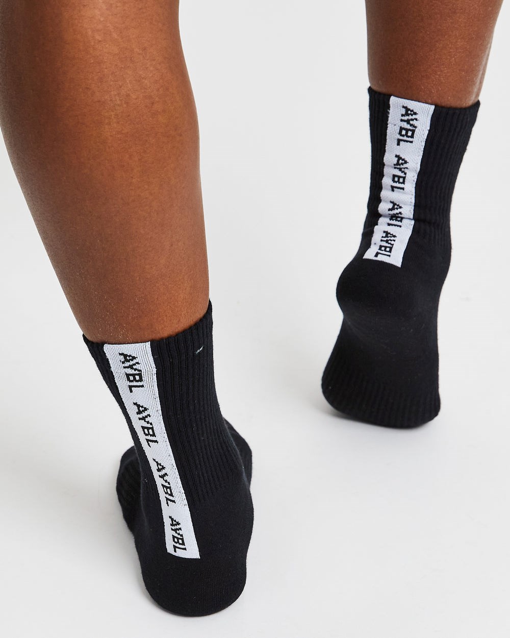 AYBL Everyday Back Stripe Crew Socks (3 Pack) Svarta | 2908-THDSB