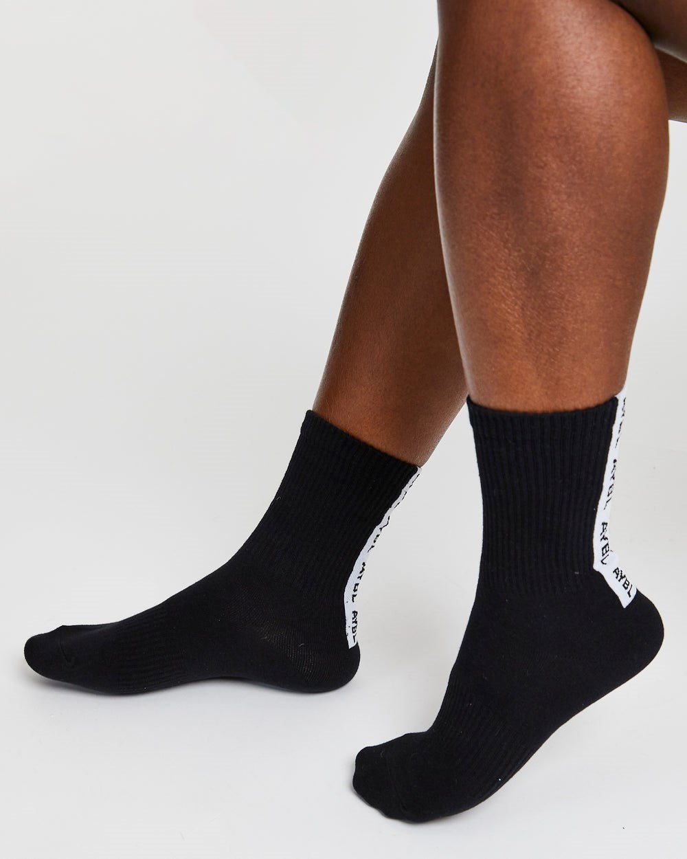 AYBL Everyday Back Stripe Crew Socks (3 Pack) Svarta | 2908-THDSB