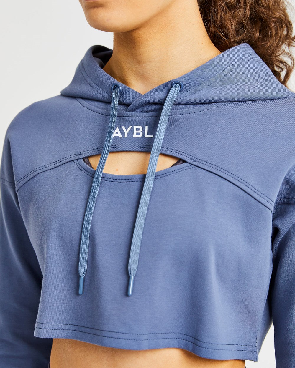 AYBL Everyday Cutout Crop Hoodie Blå | 2691-MUNWP