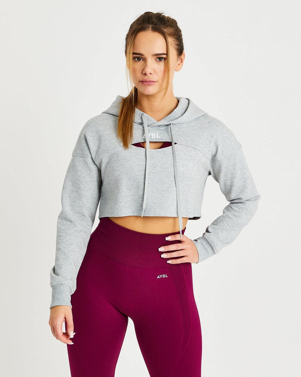 AYBL Everyday Cutout Crop Hoodie Grå | 5831-TKYMX