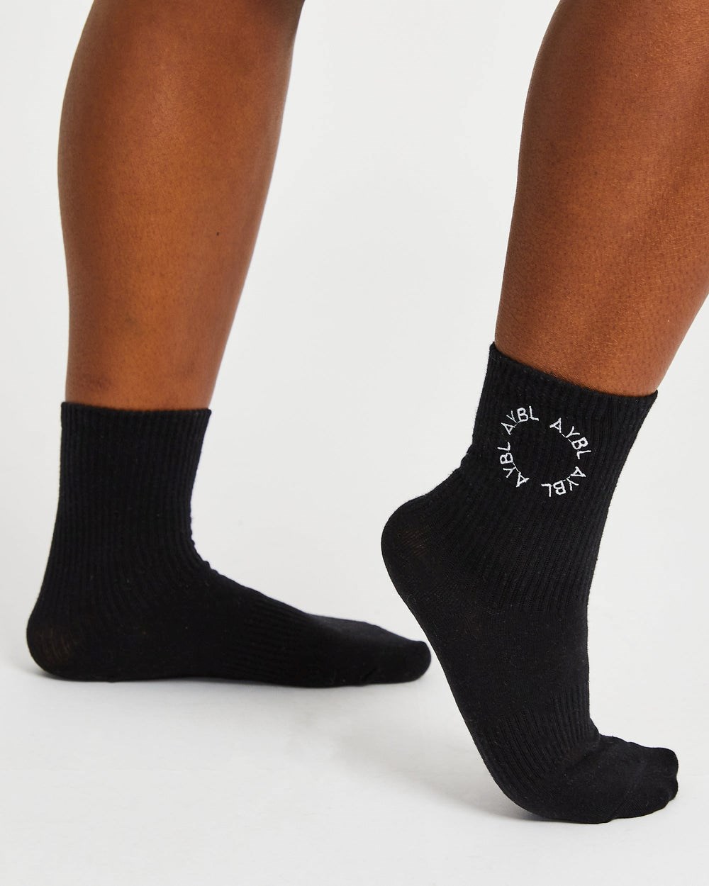 AYBL Everyday Embroidered Crew Socks (3 Pack) Svarta | 8376-EBHUK