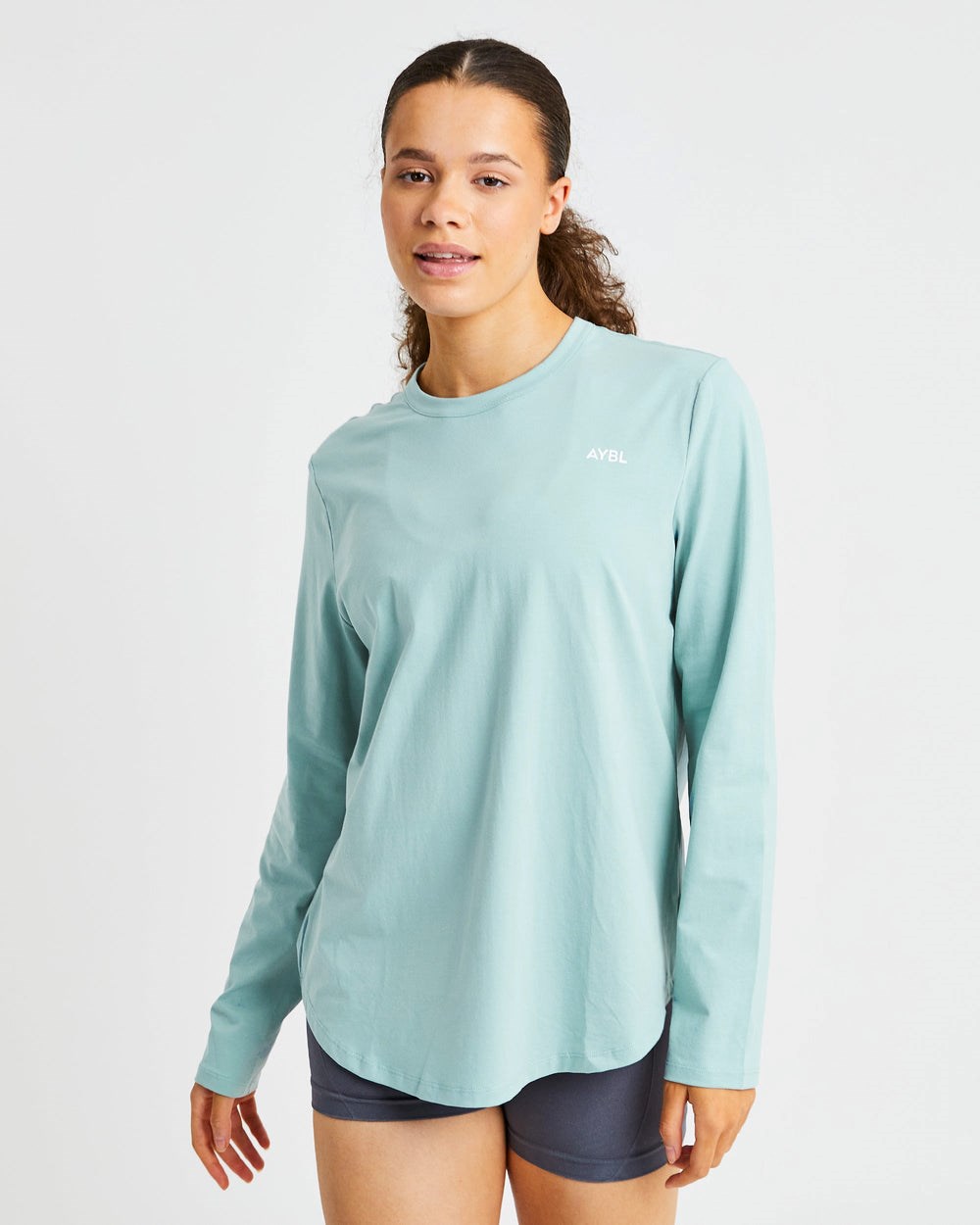 AYBL Everyday Oversized Long Sleeve T Shirt Soft Sage | 5184-FKXYZ