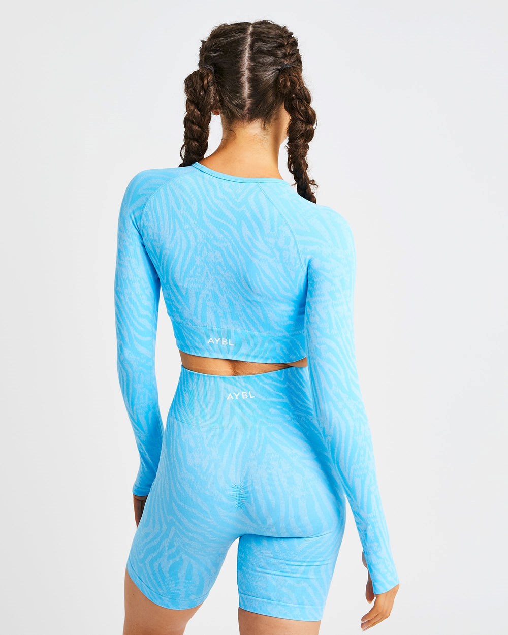 AYBL Evolve Animal Seamless Long Sleeve Crop Top Blå | 2087-ZDLAK