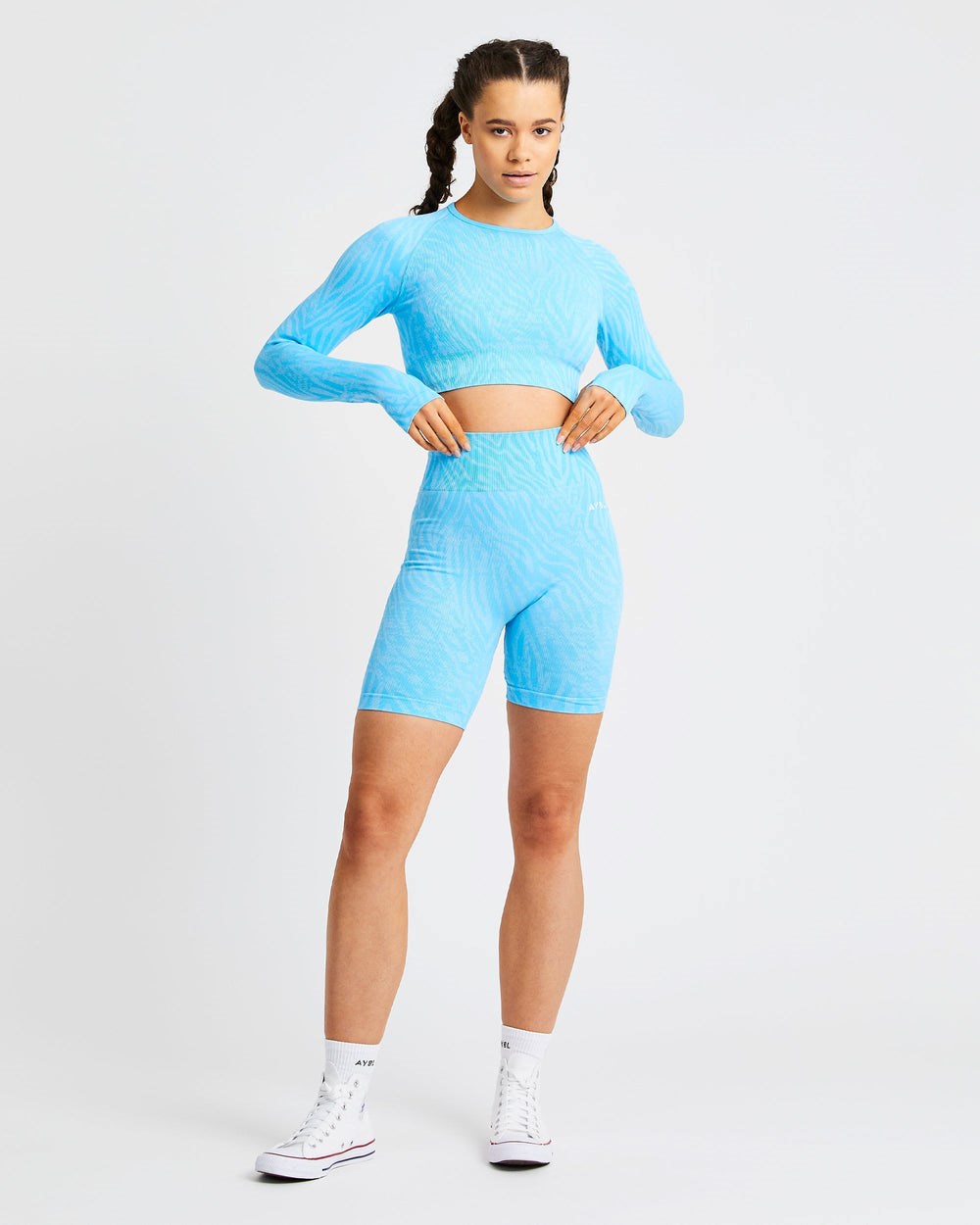 AYBL Evolve Animal Seamless Long Sleeve Crop Top Blå | 2087-ZDLAK