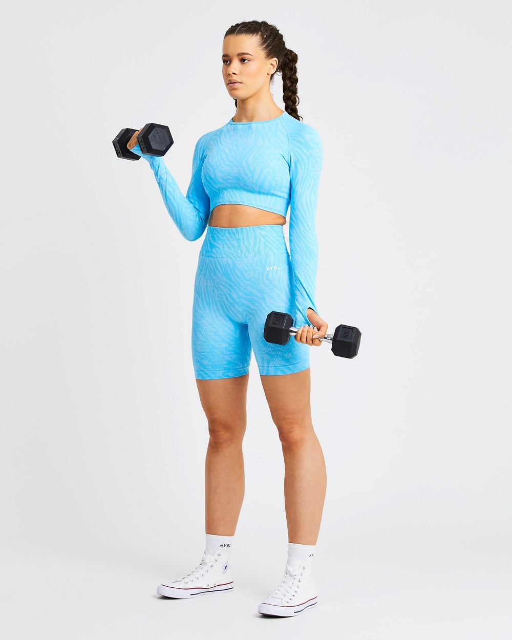 AYBL Evolve Animal Seamless Long Sleeve Crop Top Blå | 2087-ZDLAK