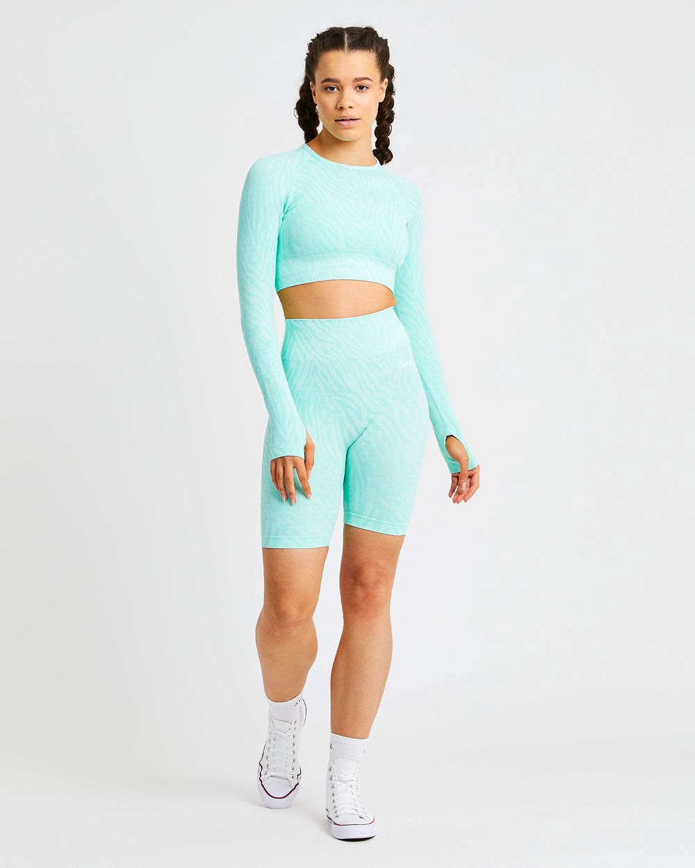 AYBL Evolve Animal Seamless Long Sleeve Crop Top Mintgröna Gröna | 3265-QMZNG