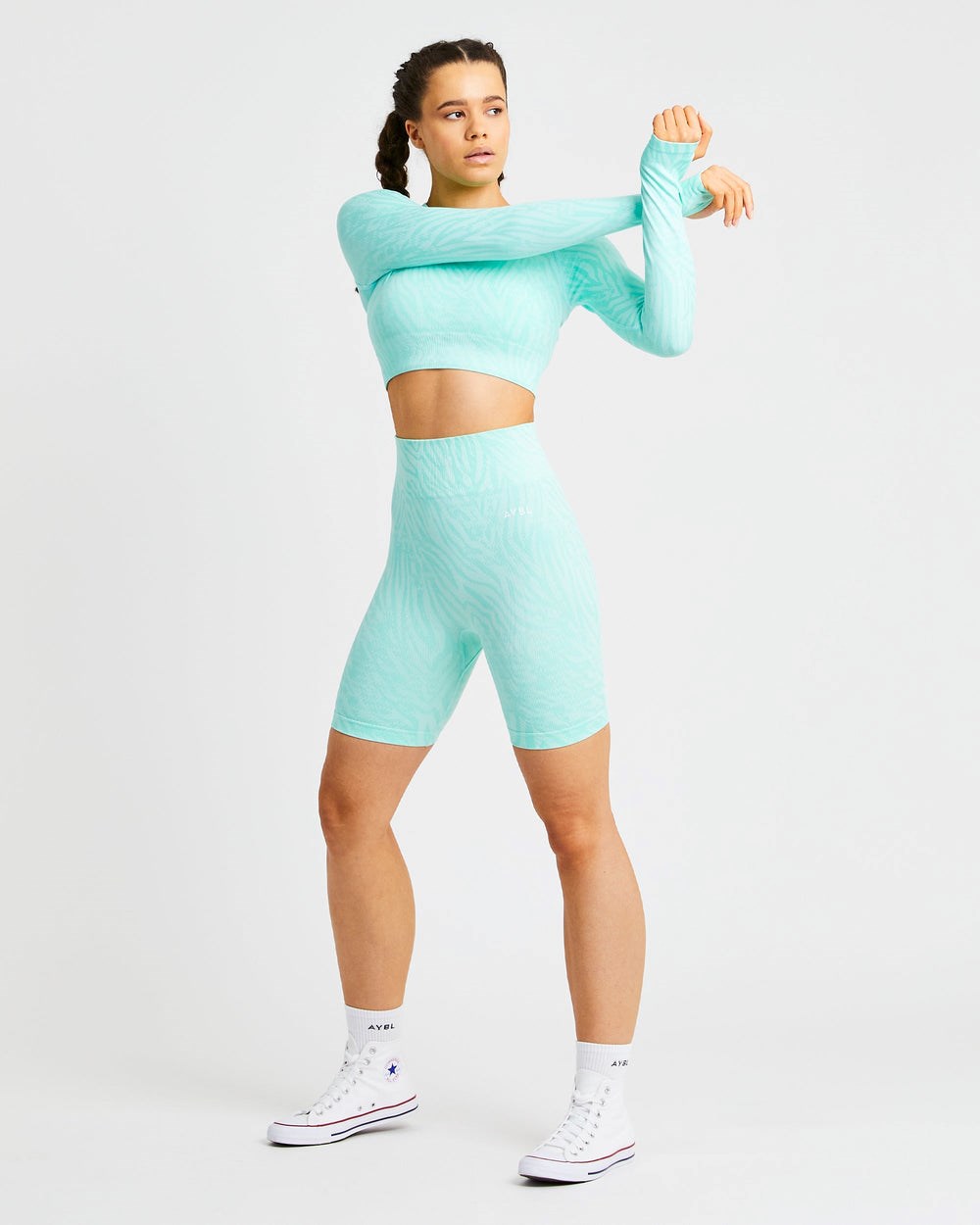 AYBL Evolve Animal Seamless Long Sleeve Crop Top Mintgröna Gröna | 3265-QMZNG