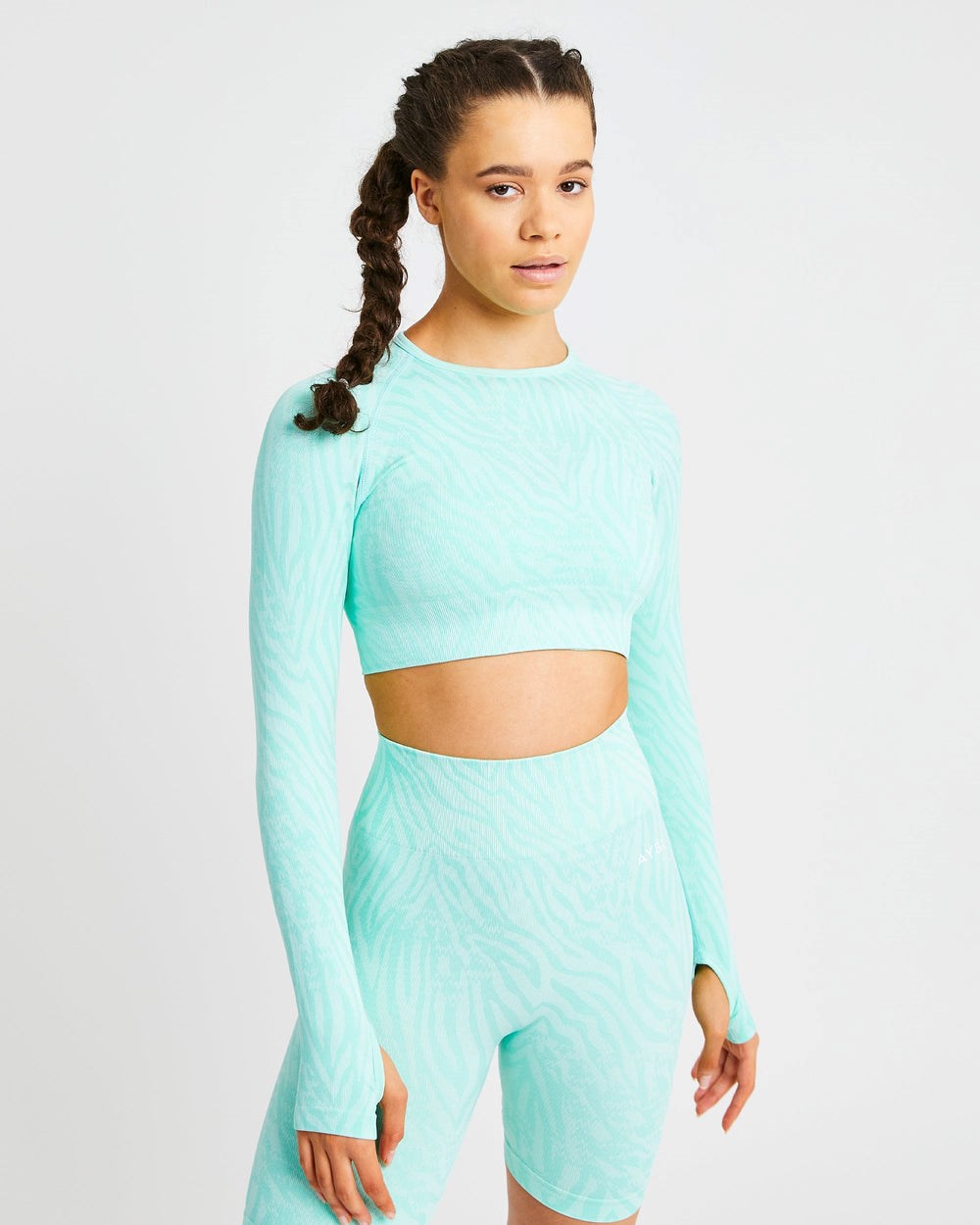 AYBL Evolve Animal Seamless Long Sleeve Crop Top Mintgröna Gröna | 3265-QMZNG