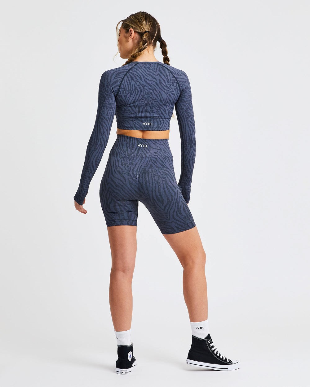 AYBL Evolve Animal Seamless Long Sleeve Crop Top Blå | 4561-UDPEX