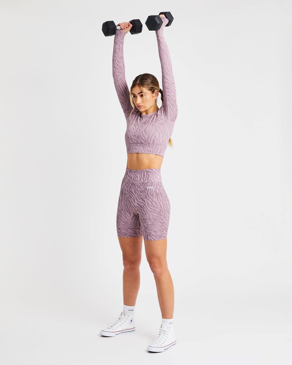 AYBL Evolve Animal Seamless Long Sleeve Crop Top Mauve Lilac | 7019-JABCP