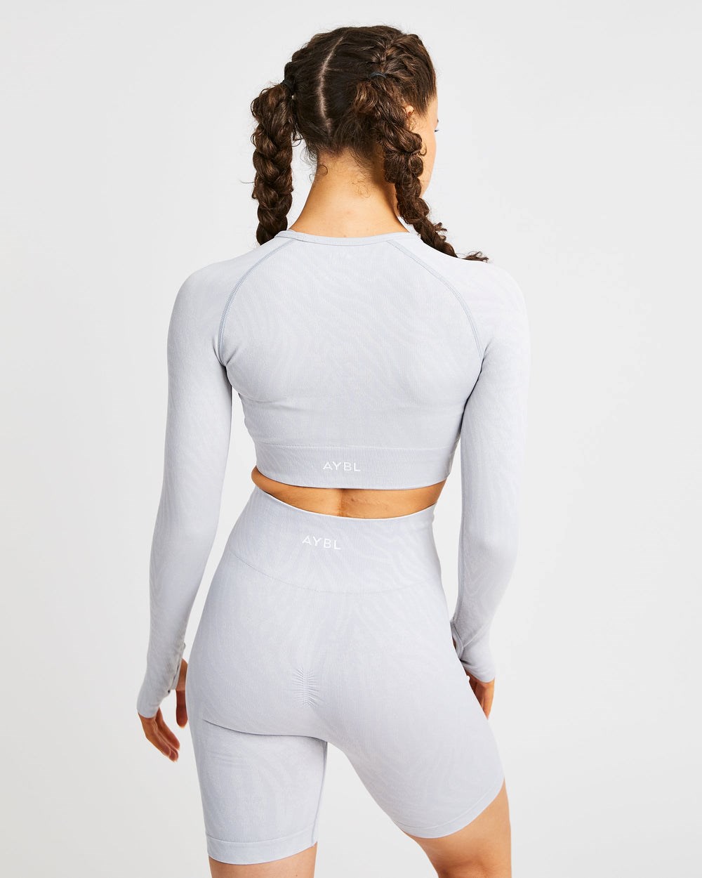 AYBL Evolve Animal Seamless Long Sleeve Crop Top Ljusgrå | 7513-LRYSA