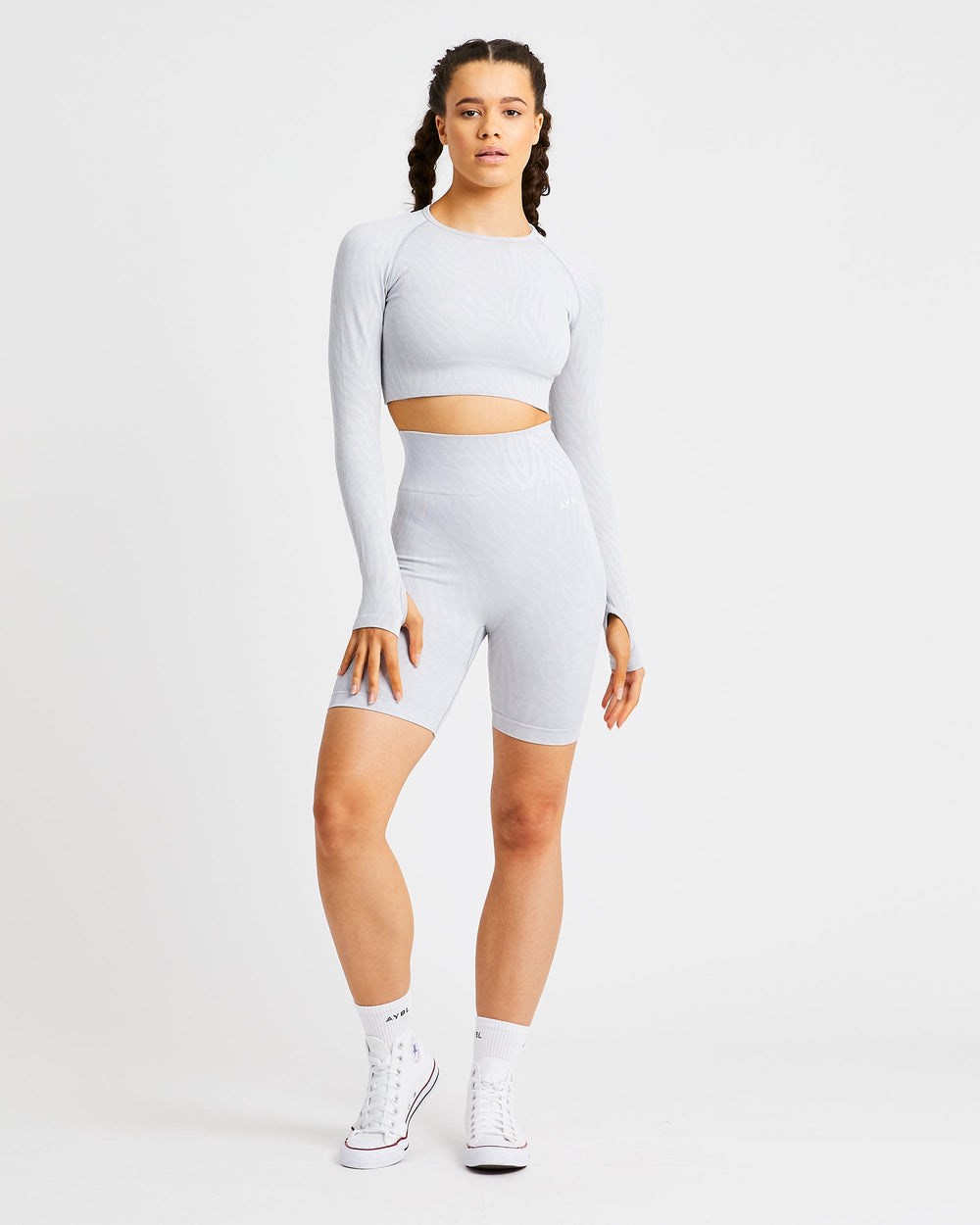 AYBL Evolve Animal Seamless Long Sleeve Crop Top Ljusgrå | 7513-LRYSA