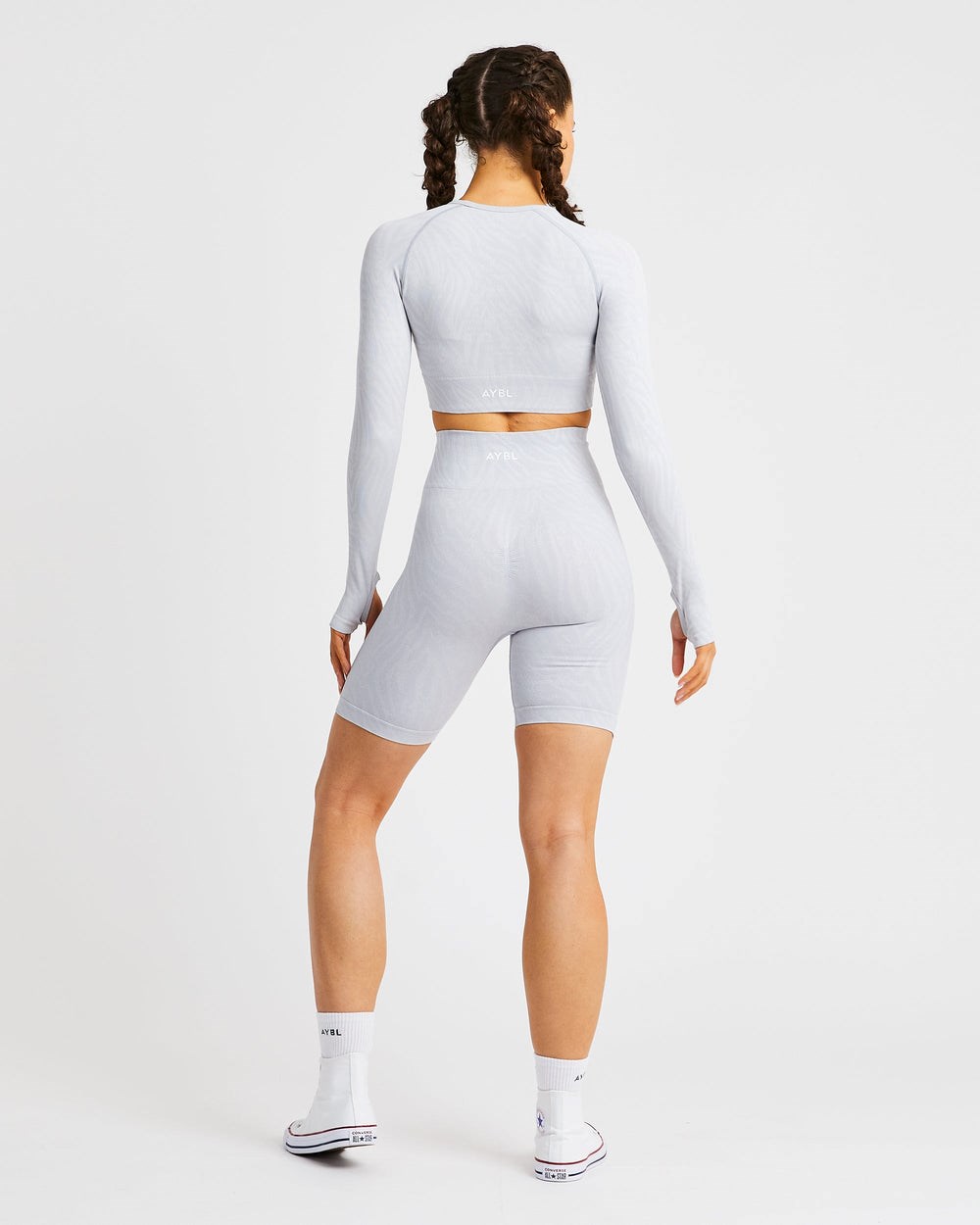 AYBL Evolve Animal Seamless Long Sleeve Crop Top Ljusgrå | 7513-LRYSA