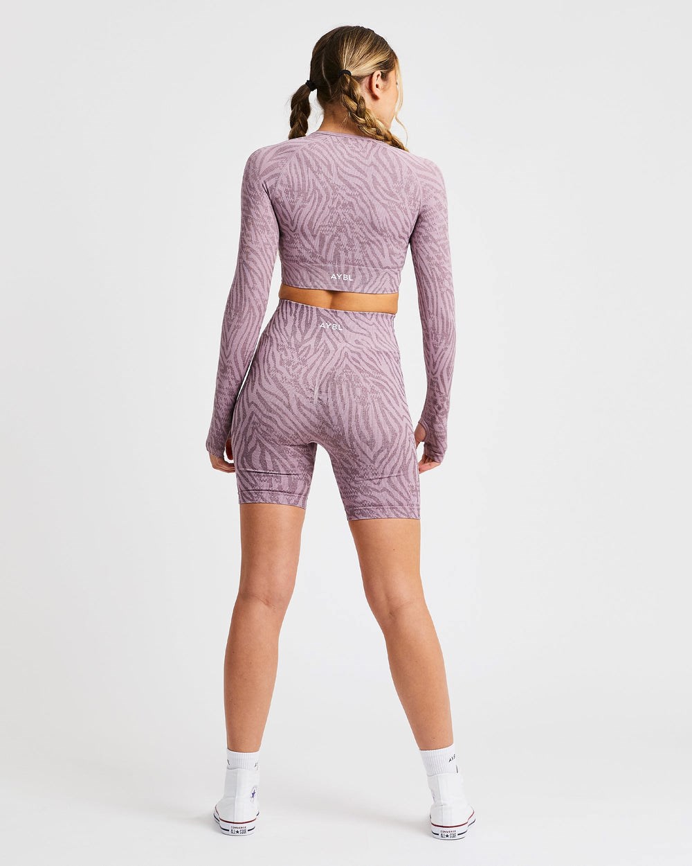 AYBL Evolve Animal Seamless Long Sleeve Crop Top Mauve Lilac | 8514-DLBVX