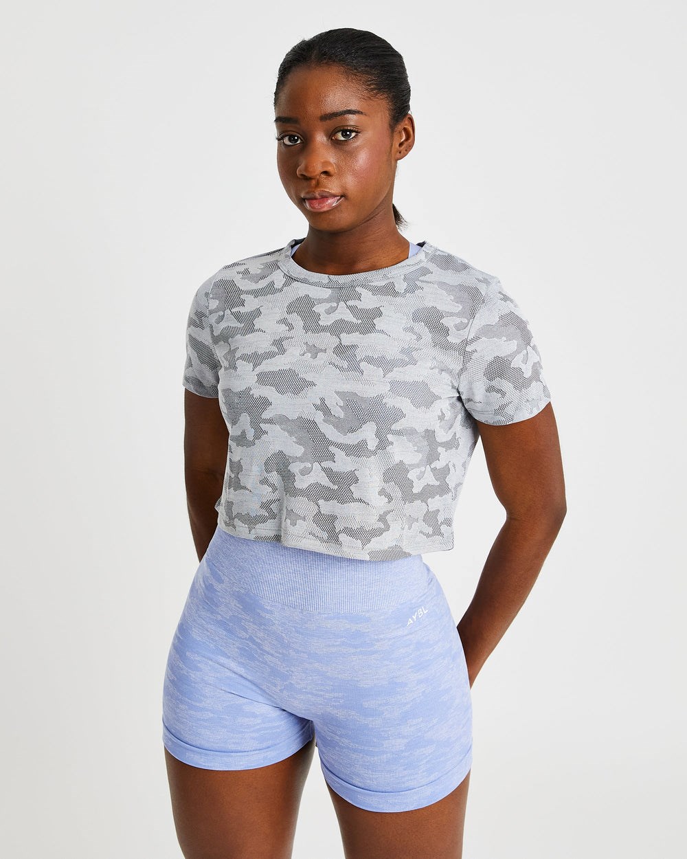 AYBL Evolve Camo Crop T Shirt Grå | 7192-XOWEN