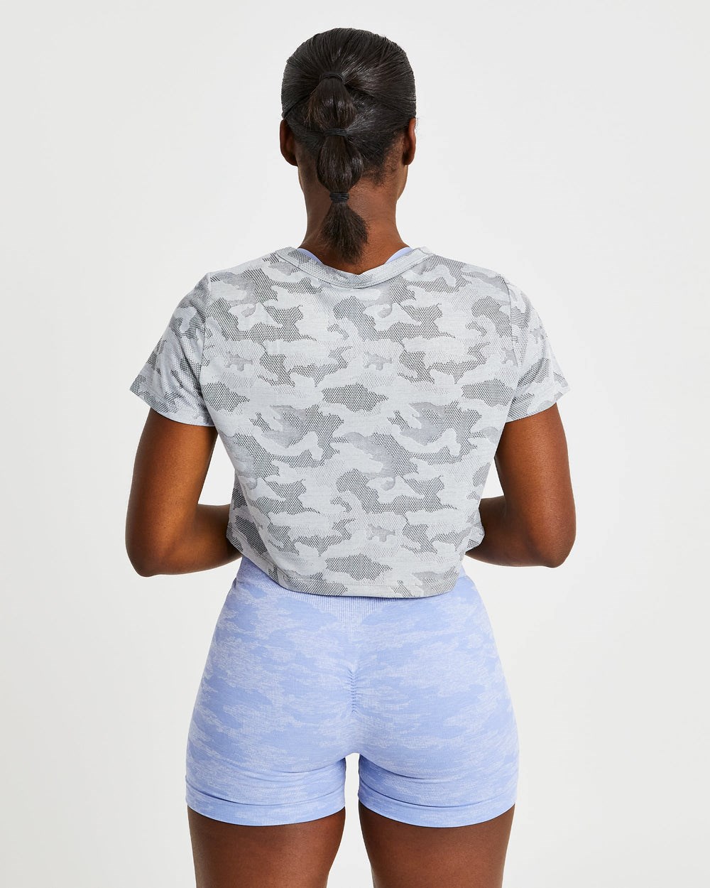 AYBL Evolve Camo Crop T Shirt Grå | 9523-KVUOZ