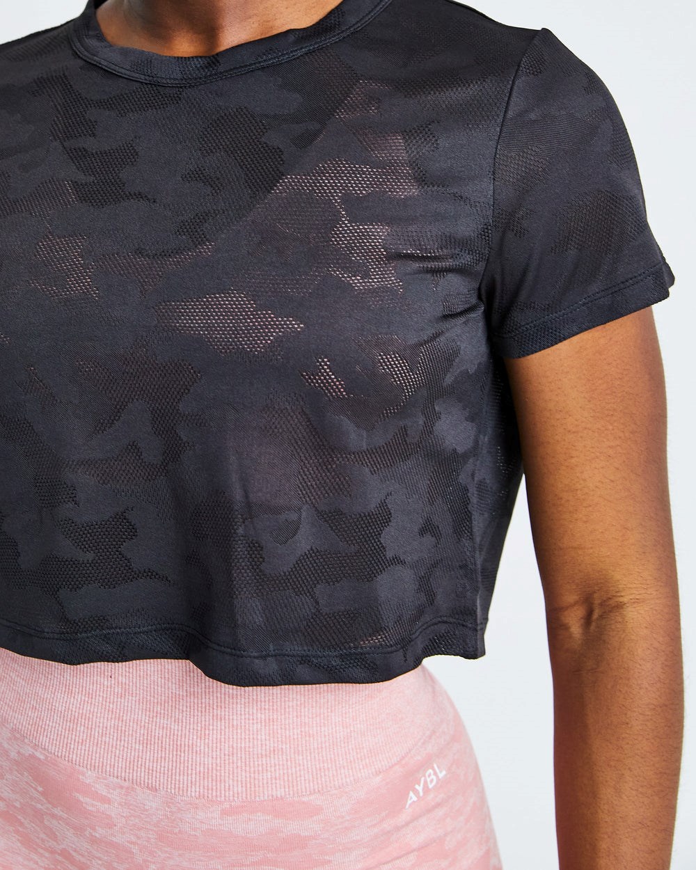 AYBL Evolve Camo Crop T Shirt Svarta | 9140-LSOIX