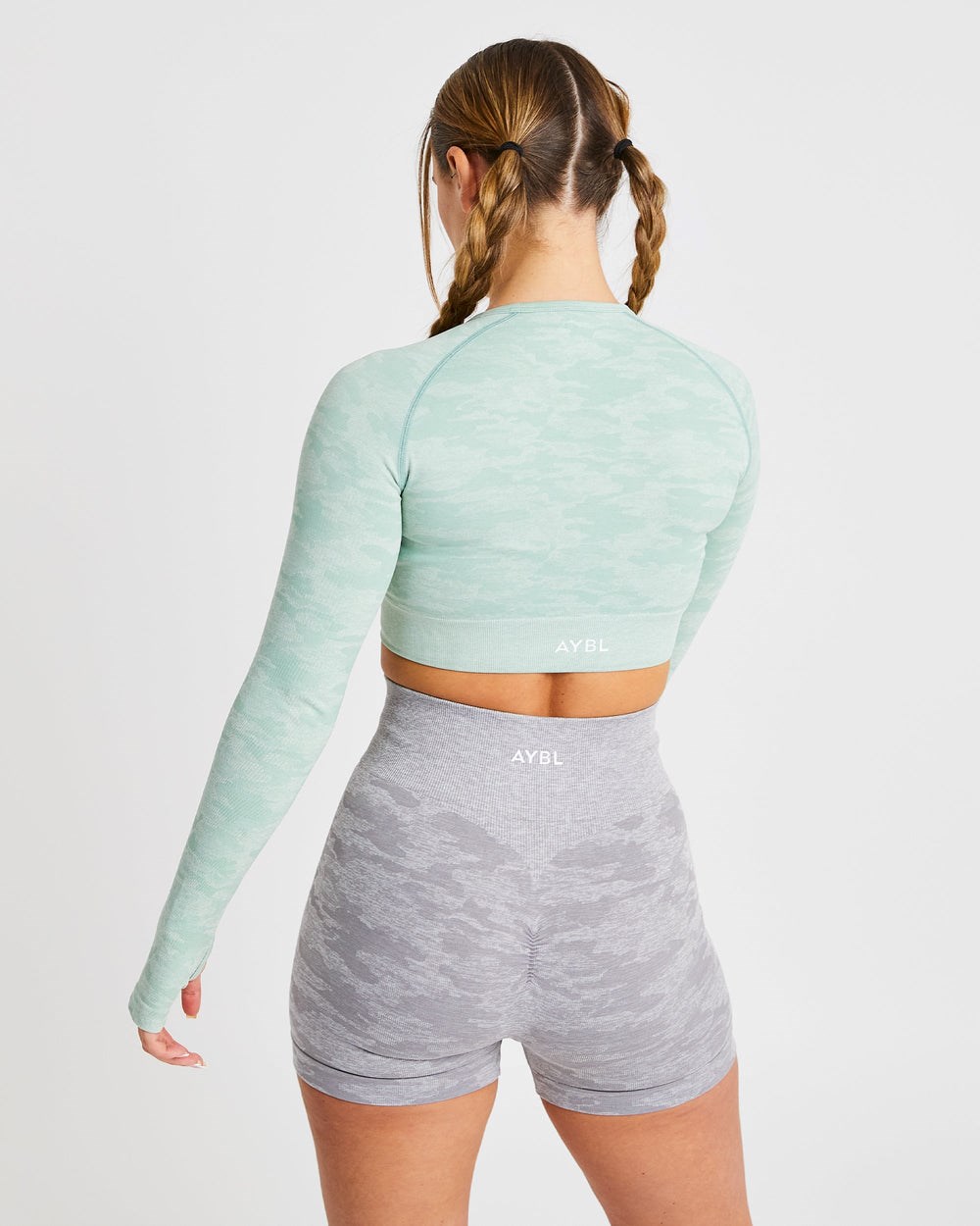 AYBL Evolve Camo Seamless Long Sleeve Crop Top Gröna | 2805-JNRDO