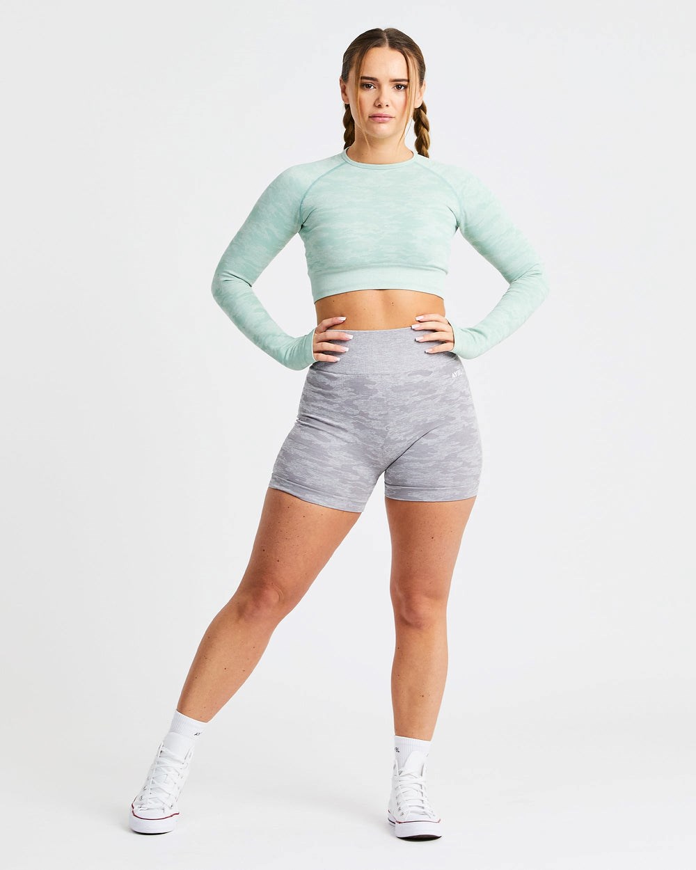 AYBL Evolve Camo Seamless Long Sleeve Crop Top Gröna | 2805-JNRDO