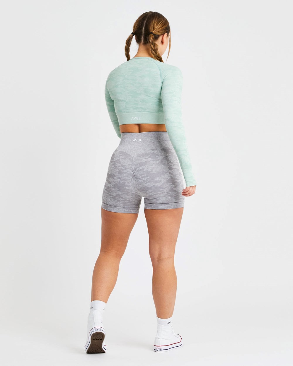 AYBL Evolve Camo Seamless Long Sleeve Crop Top Gröna | 2805-JNRDO