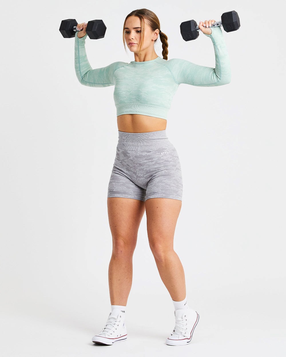 AYBL Evolve Camo Seamless Long Sleeve Crop Top Gröna | 2805-JNRDO