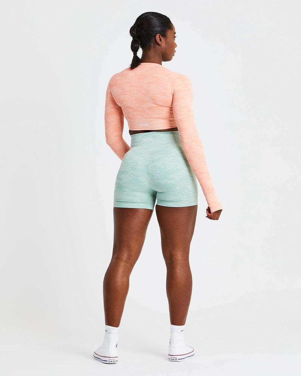 AYBL Evolve Camo Seamless Long Sleeve Crop Top Peach | 3854-ECXUF