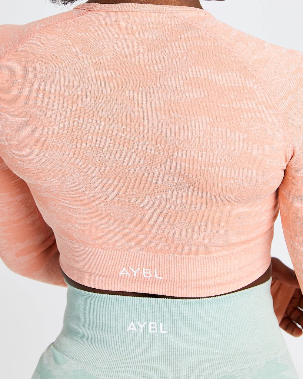 AYBL Evolve Camo Seamless Long Sleeve Crop Top Peach | 3854-ECXUF