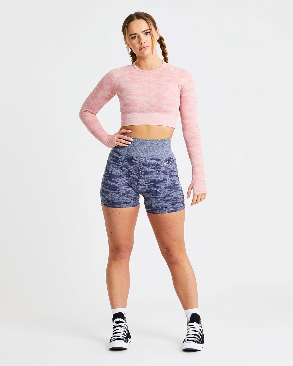 AYBL Evolve Camo Seamless Long Sleeve Crop Top Rosa | 6091-LZYGO