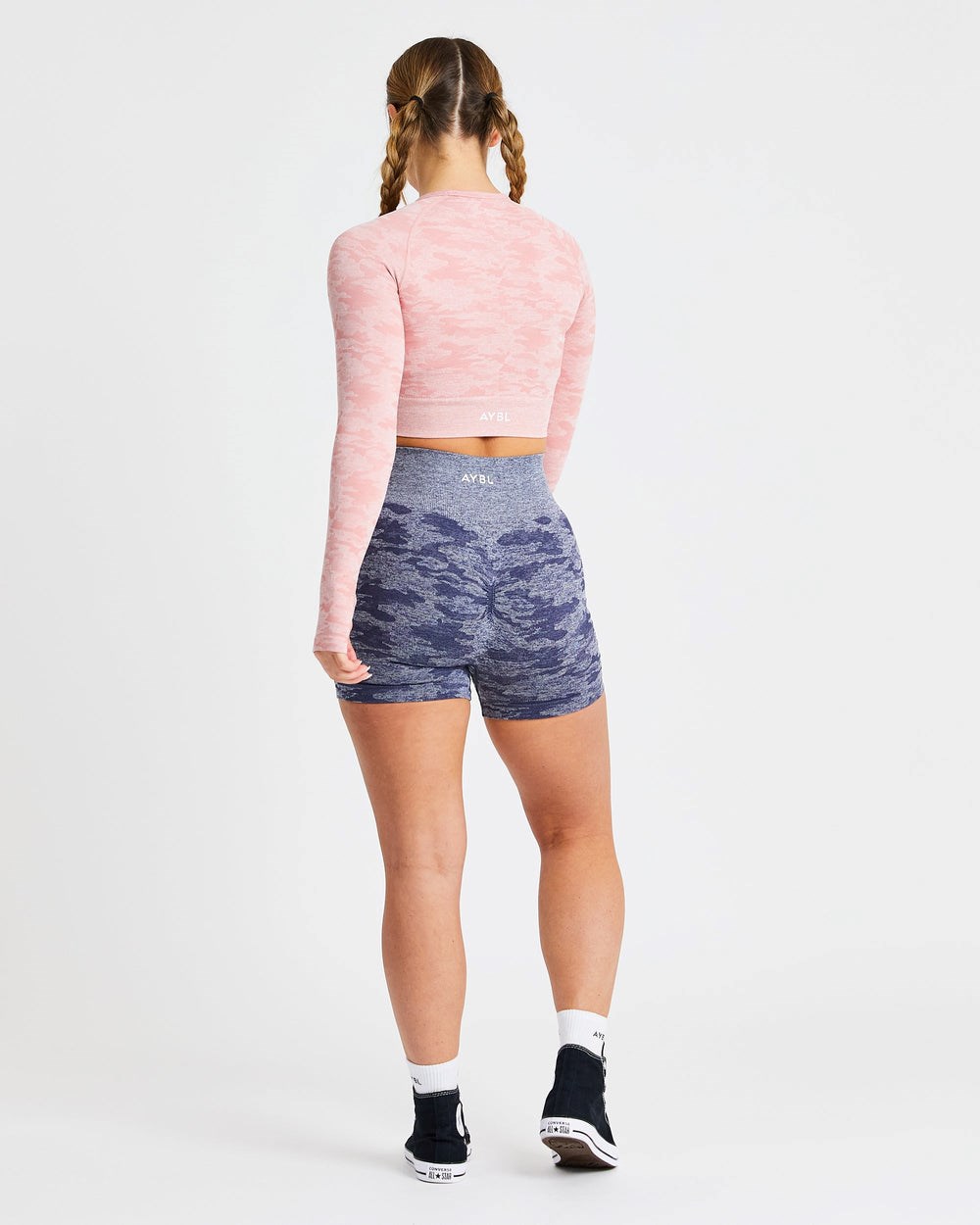 AYBL Evolve Camo Seamless Long Sleeve Crop Top Rosa | 6091-LZYGO