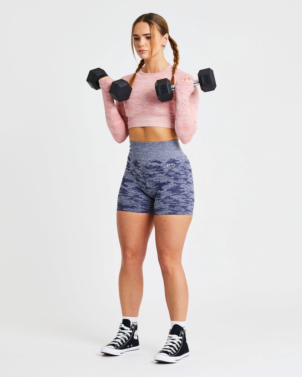 AYBL Evolve Camo Seamless Long Sleeve Crop Top Rosa | 6091-LZYGO