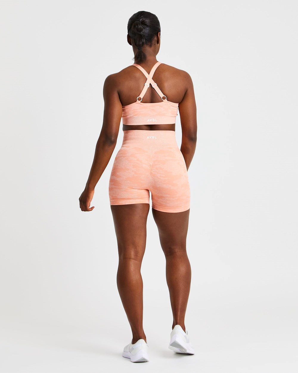 AYBL Evolve Camo Seamless Shorts Peach | 0146-HTNPJ