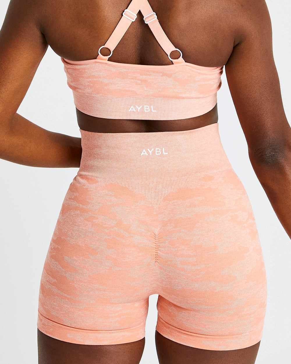 AYBL Evolve Camo Seamless Shorts Peach | 0146-HTNPJ