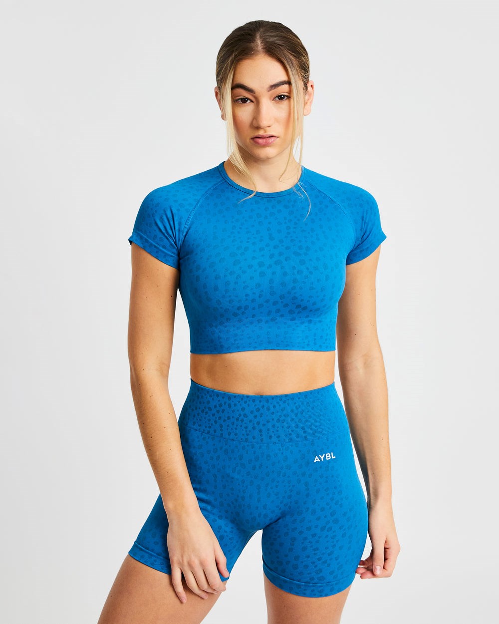 AYBL Evolve Speckle Seamless Crop Top Blå | 5297-PFAQO